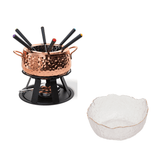 Kit Fondue 11 Peças com Bowl de Cristal Martelado - Ela Decora